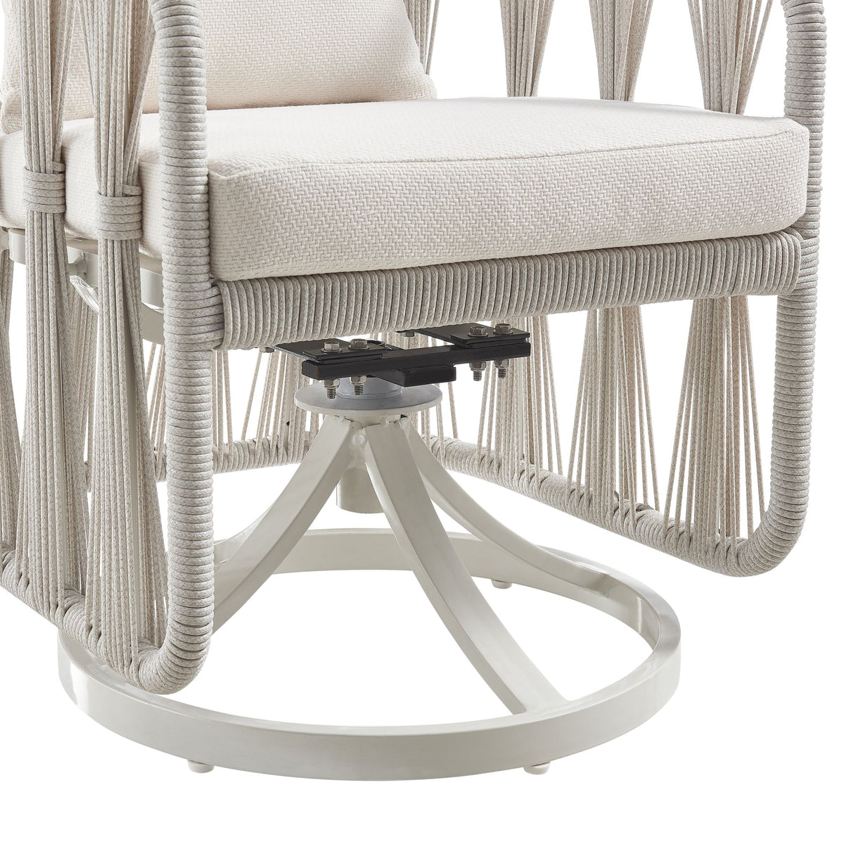 Breeze - Cream Metal Outdoor Swivel Dining Chair With Cushions - Pearl