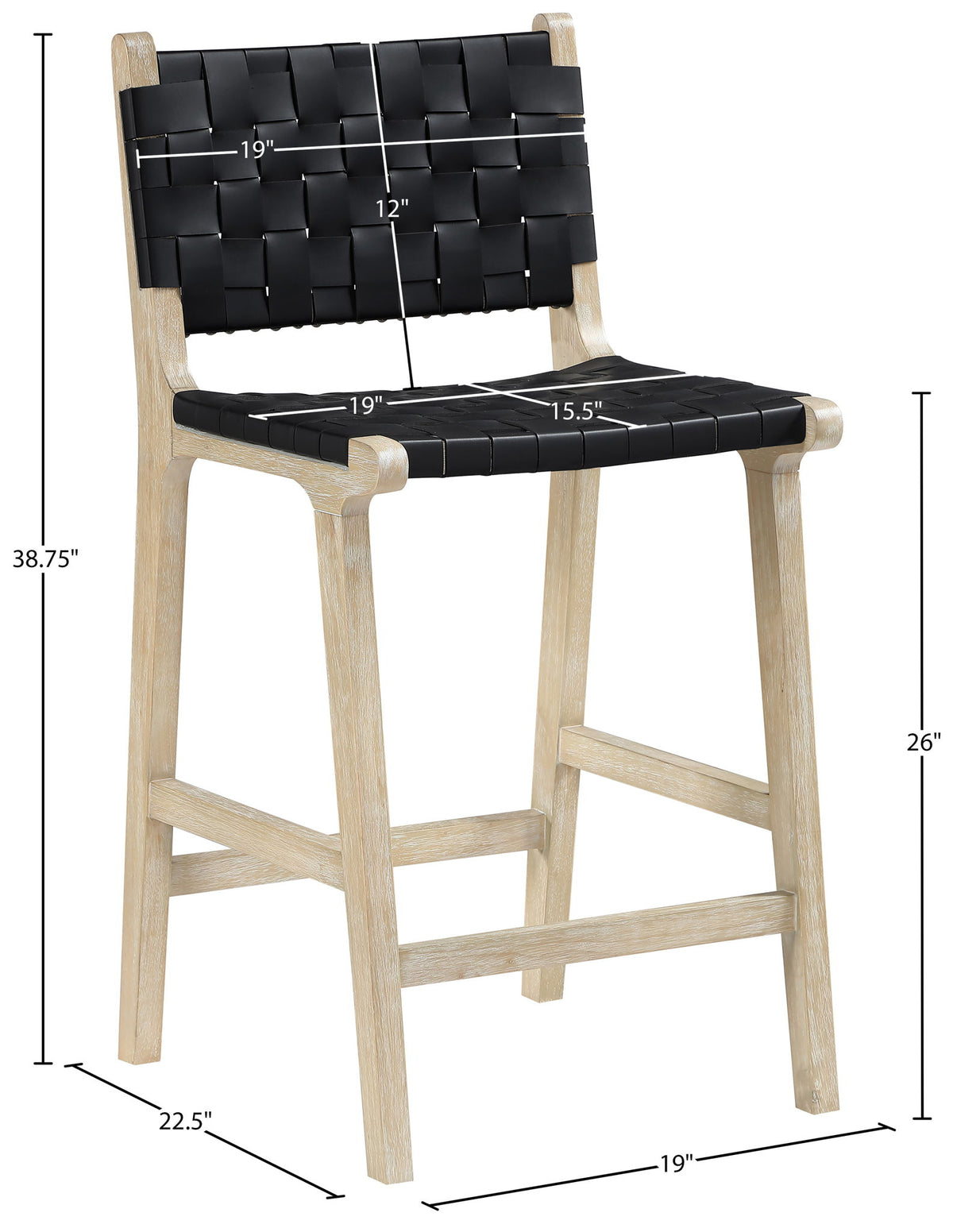 Entwine - Vegan Leather Upholstered Counter Stool - Painted Natural