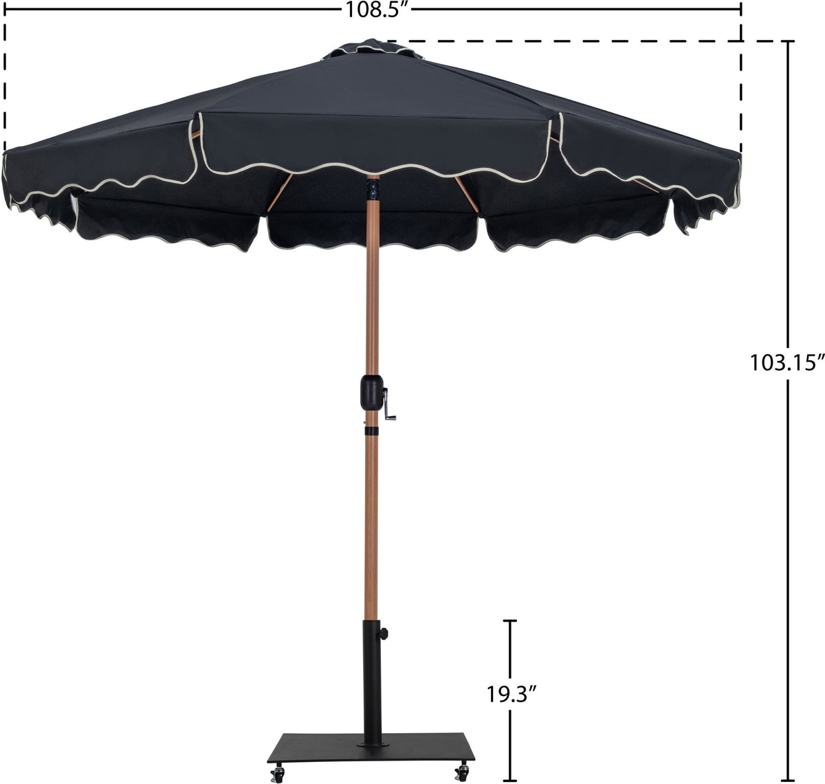 Amalfi - Aluminum Patio Umbrella - Black Base / Light Brown Pole
