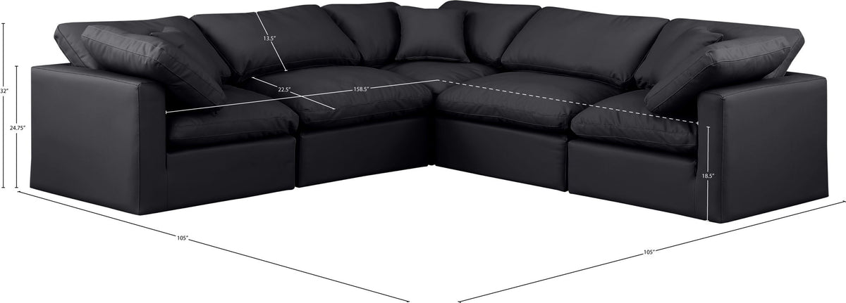 Indulge - Faux Leather 5 Piece Modular Corner Sectional