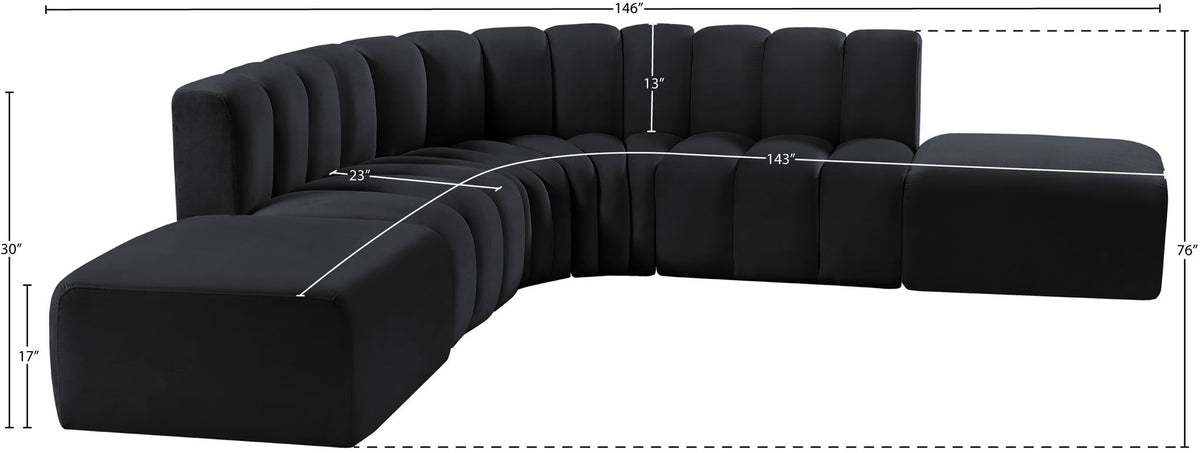 Arc - Velvet 6 Piece Corner Modular Sofa