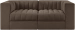 Rummi - Velvet Performance Fabric Upholstered 2 Piece Modular Loveseat