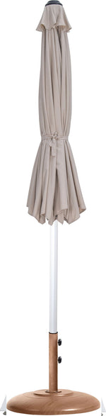 Fiji - Aluminum Patio Umbrella With Round Teak And White Base
