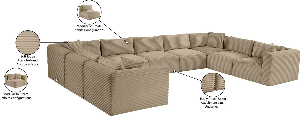 Shaggy - Fabric 9 Piece Modular U-Shaped Sectional