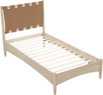 Santos - Vegan Leather Headboard And Wood Bed - Waxed Natural Frame