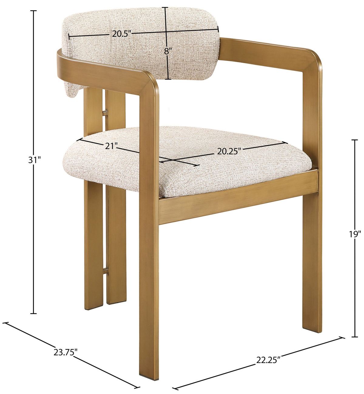 Aurum - Linen Textured Fabric Upholstered Dining Chair (Set of 2)