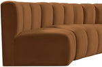 Arc - Velvet 8 Piece U-Shaped Modular Sofa - Saddle