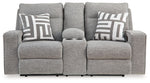 Biscoe - Power Reclining Loveseat With Console /Adj Headrest - Pewter