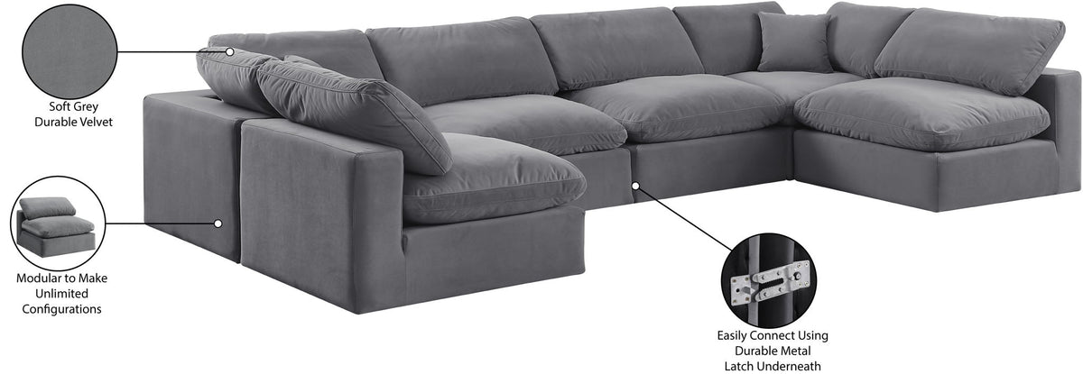 Comfy - 6 Piece Velvet Modular Armless Sectional
