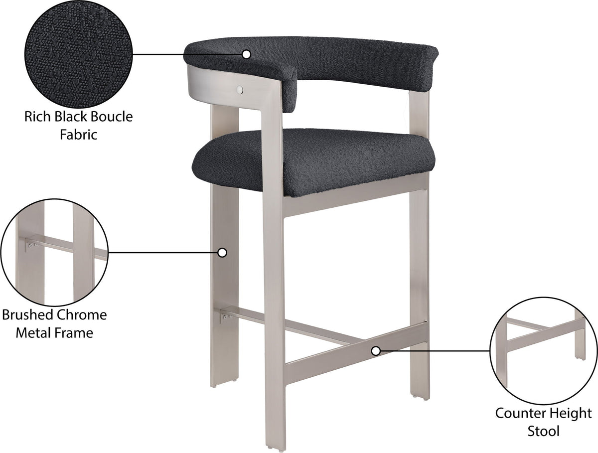 Romeo - Boucle Counter Stool With Silver Base (Set of 2)