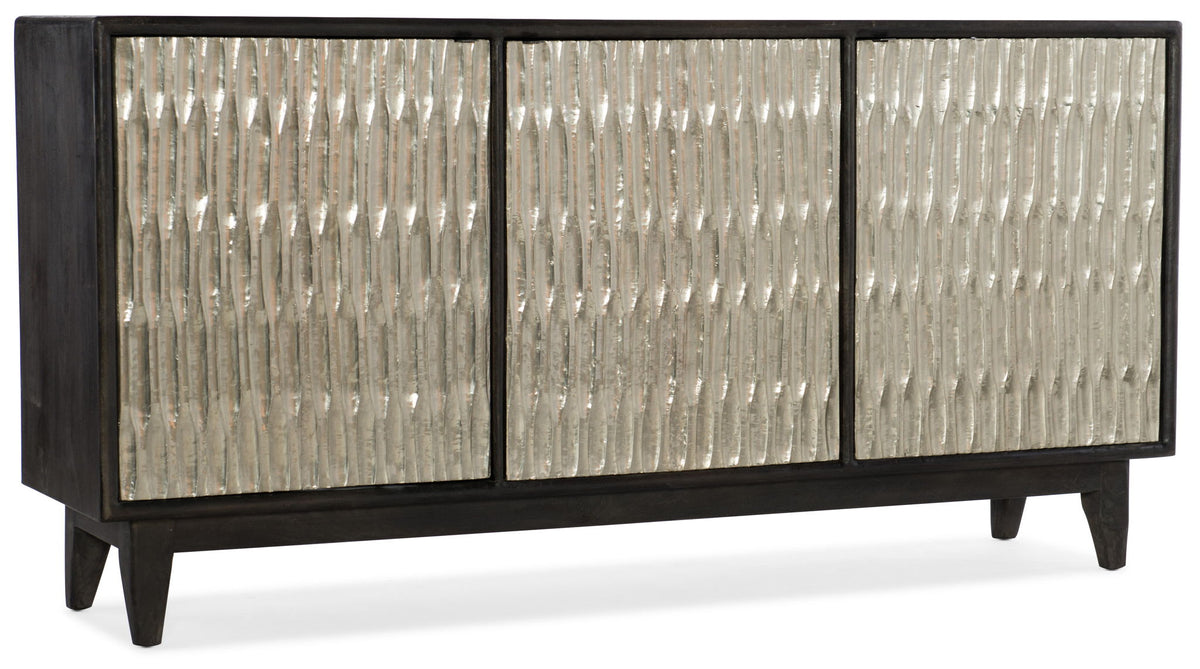 Home Accent - Shimmer 3-Door Credenza - Dark Gray / Silver
