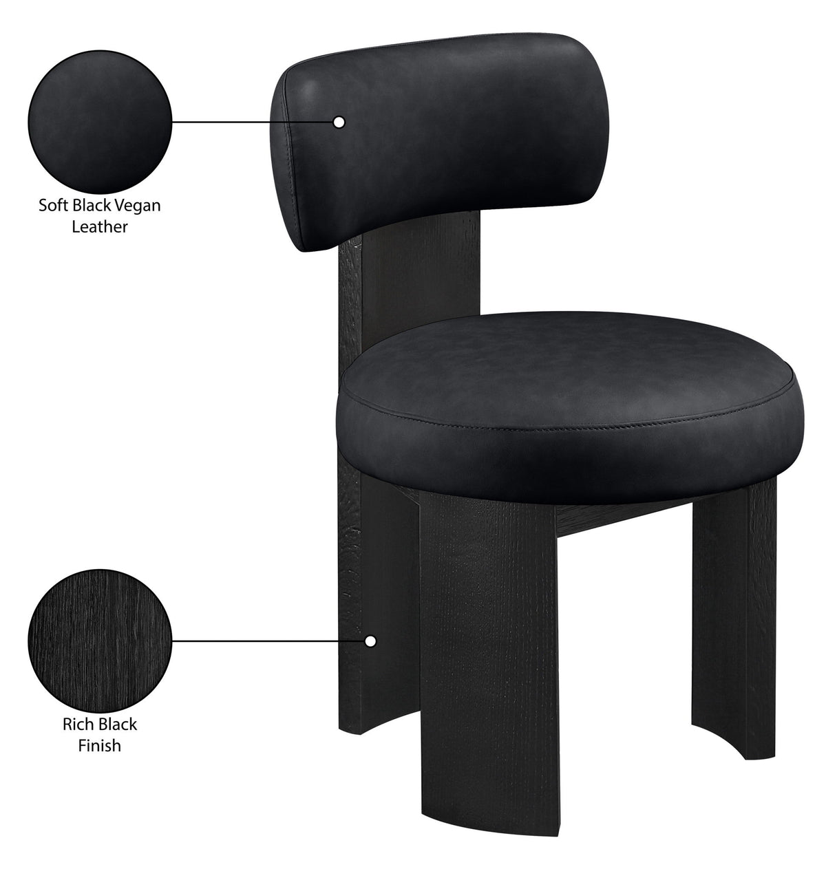 Atelier - Vegan Leather Upholstered Dining Chair (Set of 2) - Black Frame