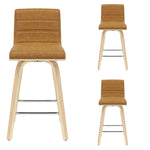 Vienna - 35.5" Swivel Counter Height Square Back Wood Bar Stool With Faux Leather Seat