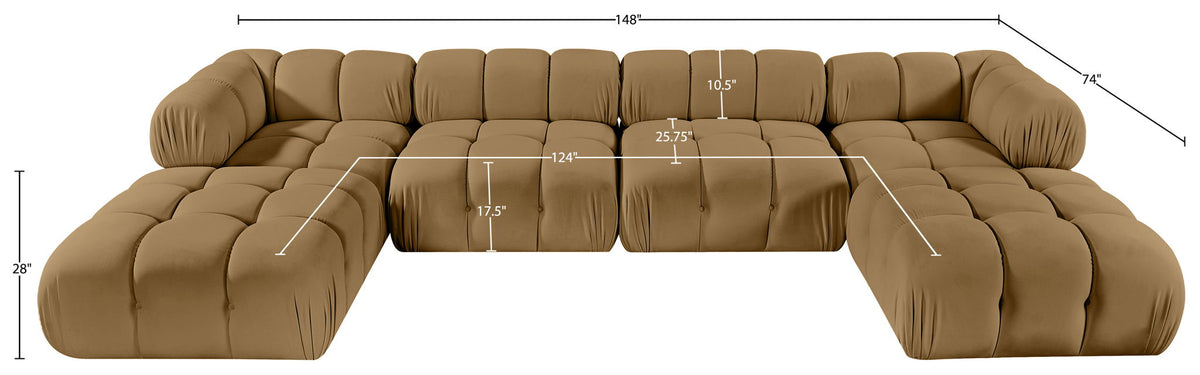 Orin - Velvet 6 Piece Modular Double Chaise Sectional