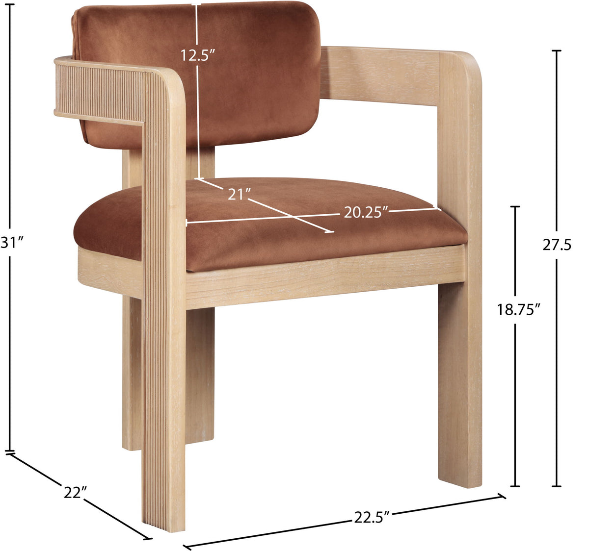Sacha - Velvet Dining Chair With Natural Base (Set of 2)