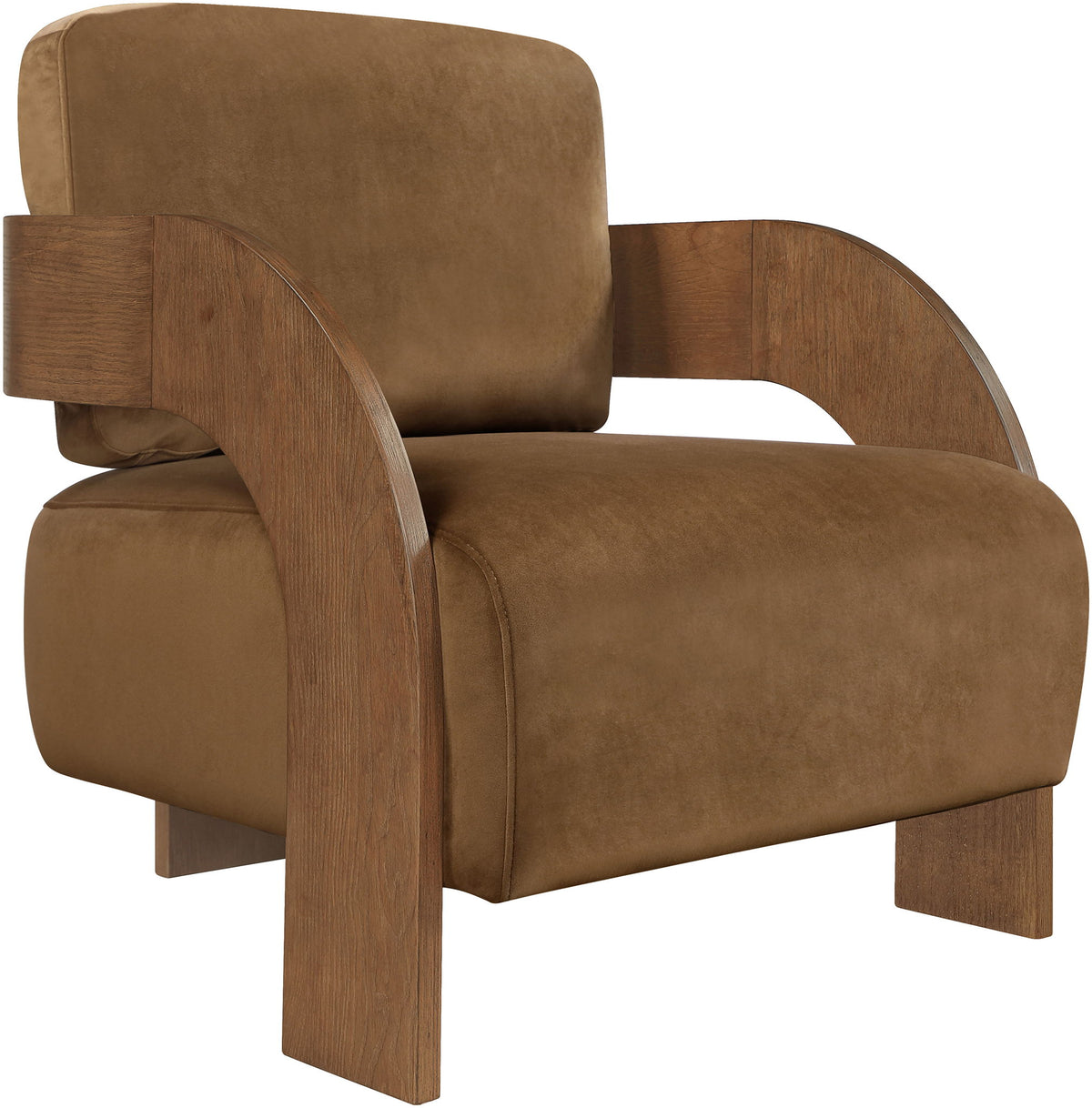 Cedra - Velvet Performance Fabric Upholstered Accent Chair - Brown Frame