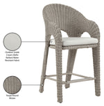 Seacrest - Olefin Water Resistant Fabric And Wicker Outdoor Patio Bar Stool