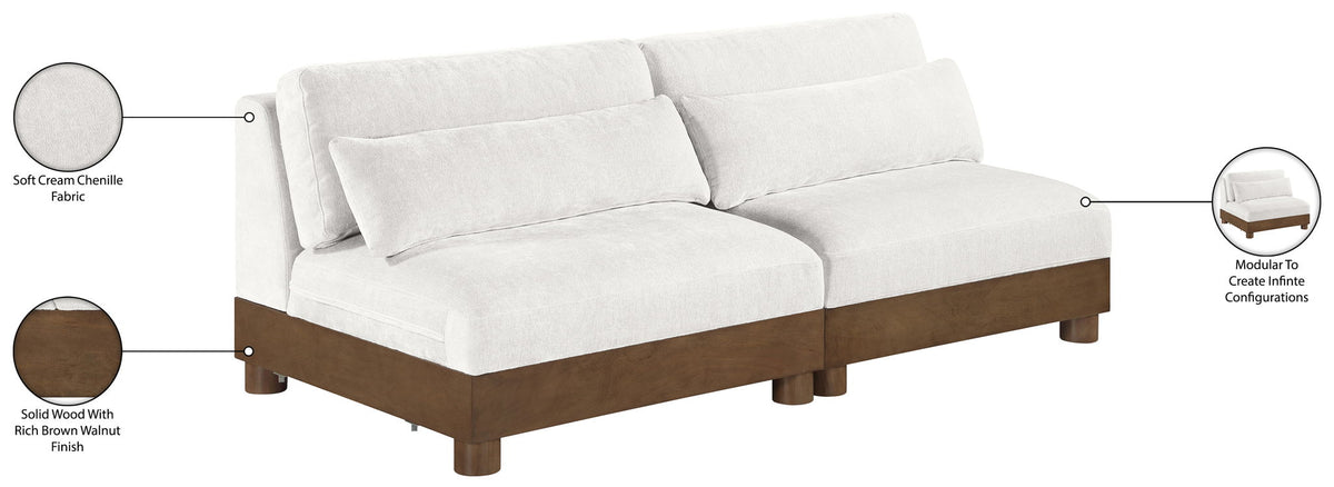 Turin - Chenille Fabric Upholstered Modular Sectional - Cream