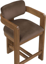 Sacha - Velvet Stool With Brown Base