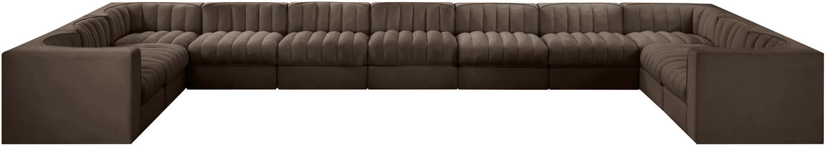 Rummi - Velvet Performance Fabric Upholstered 11 Piece Modular Sectional