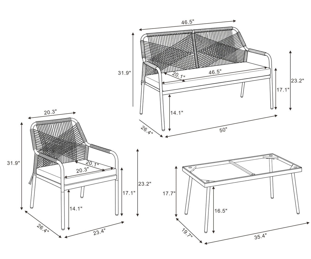 Manhattan Seabreeze -  4-Piece Conversation Set