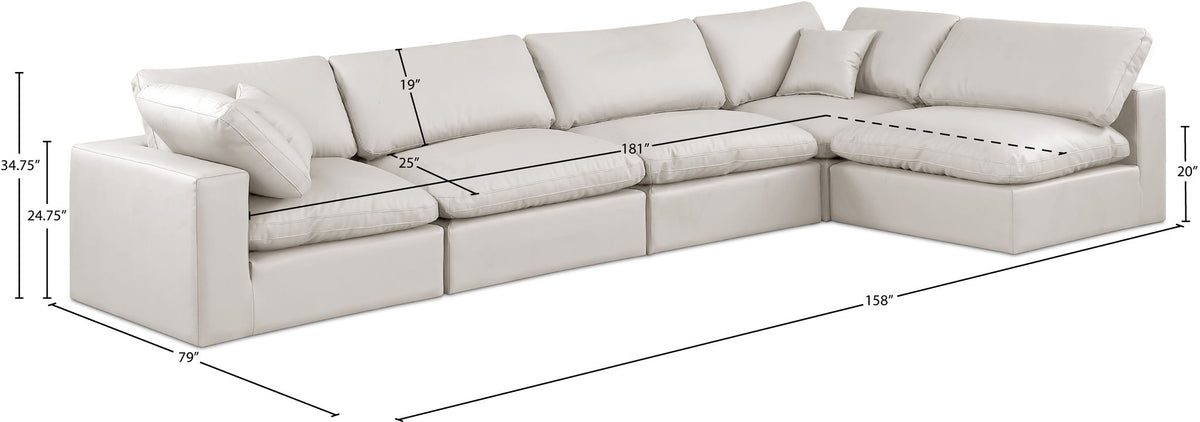 Comfy - 5 Piece Faux Leather Modular Sectional
