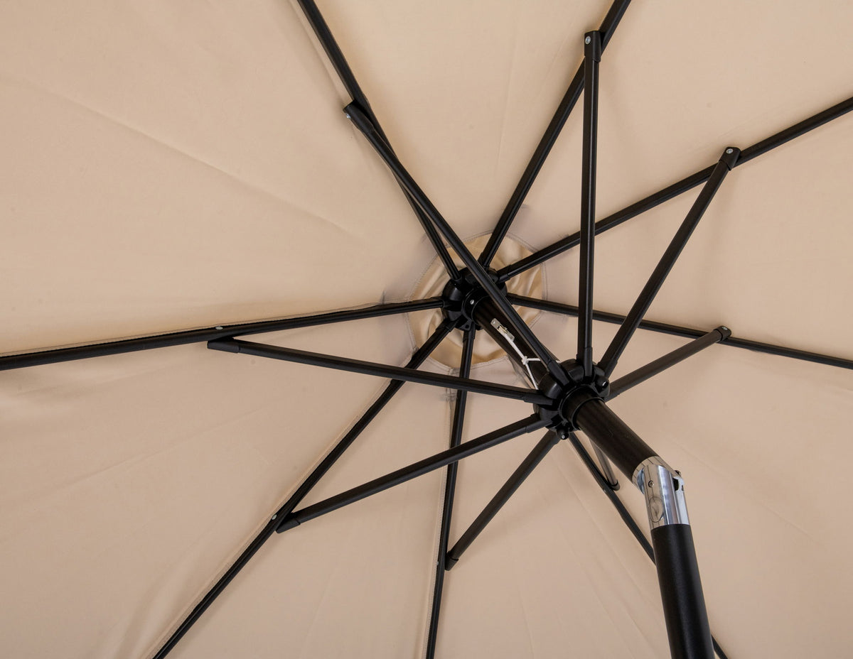 Fiji - Aluminum Patio Umbrella With Round Teak And Black Base