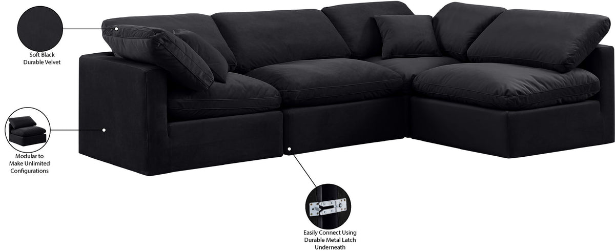 Indulge - Velvet 4 Piece Modular Sectional