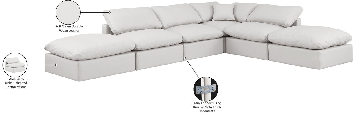 Indulge - Faux Leather 6 Piece Modular Armless Sectional