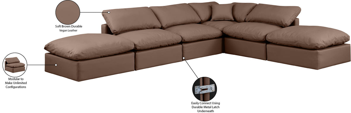 Indulge - Faux Leather 6 Piece Modular Armless Sectional