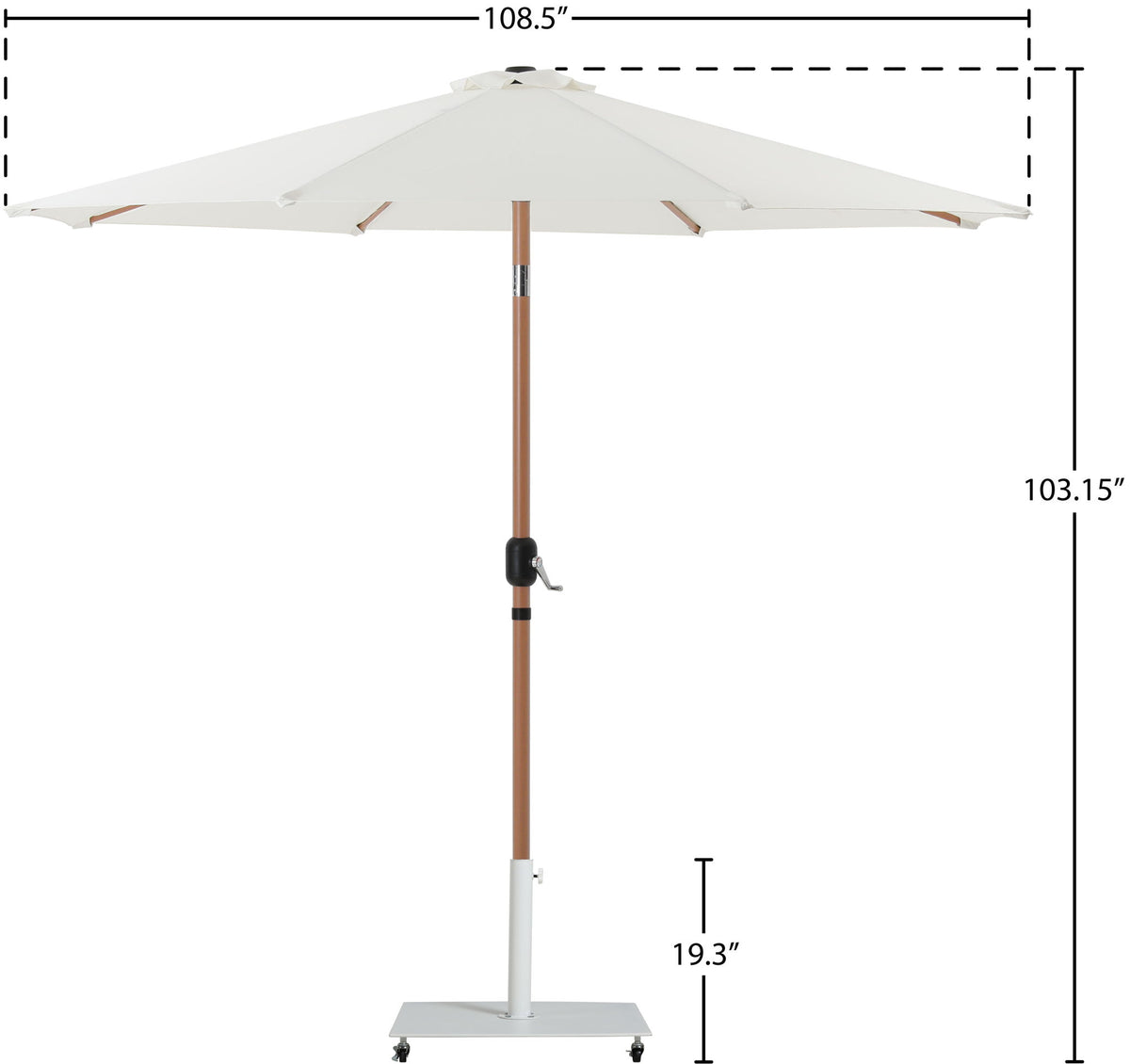 Fiji - Aluminum Patio Umbrella With Square White And Teak Base