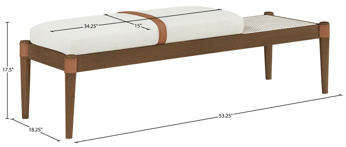 Nara - Linen Textured Fabric Upholstered Bench - Painted Brown Walnut