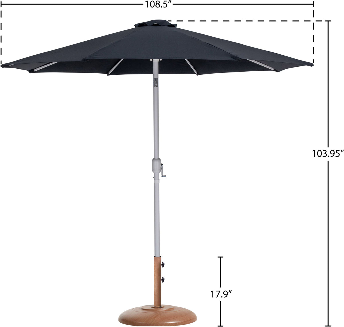 Fiji - Aluminum Patio Umbrella With Round Teak And White Base