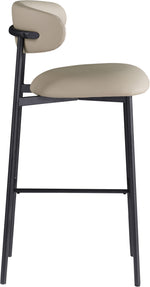 Lupita - Vegan Leather Upholstered Bar Stool (Set of 2) - Taupe / Matte Black