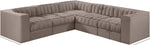 Rummi - Symmetrical Velvet Performance Fabric Upholstered 5 Piece Modular Sectional