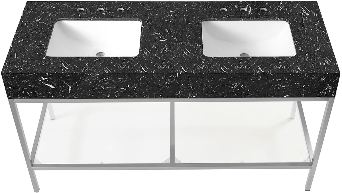 Marmo - Engineered Marble Bathroom Vanity With Chrome Base