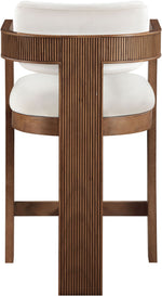 Sacha - Velvet Stool With Brown Base