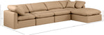 Indulge - Faux Leather 5 Piece Modular Sectional With Chaise - Tan