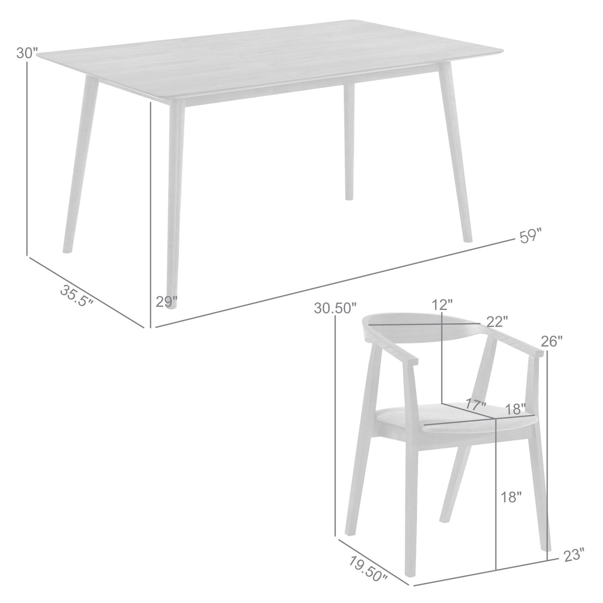 Westmont Santana - 5 Piece Dining Table Set - Charcoal / Black