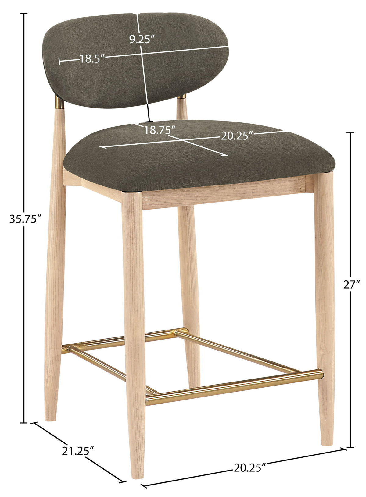 Riccio - Fabric Stool - Natural Frame
