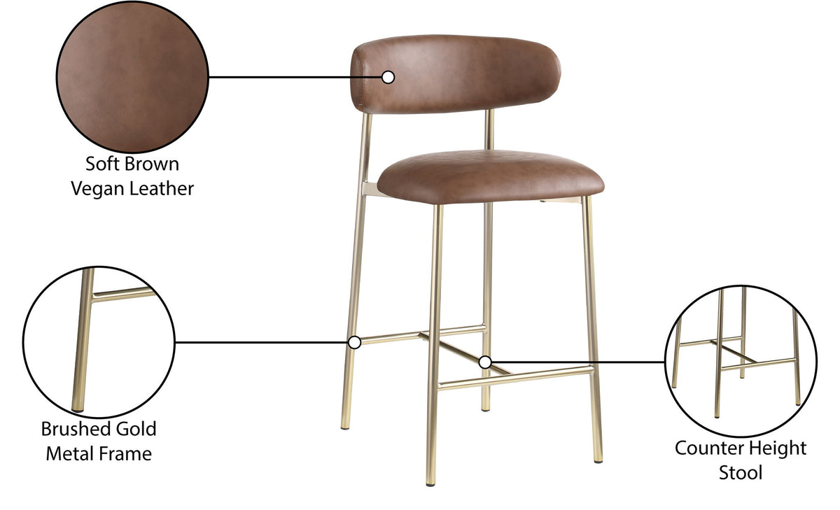 Lupita - Counter Stool With Brushed Gold Frame (Set of 2)