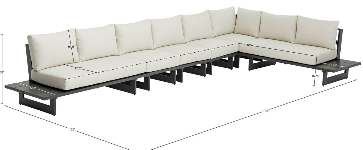 Maldives - 6 Piece Water Resistant Outdoor Patio Modular Sectional With Gray Base