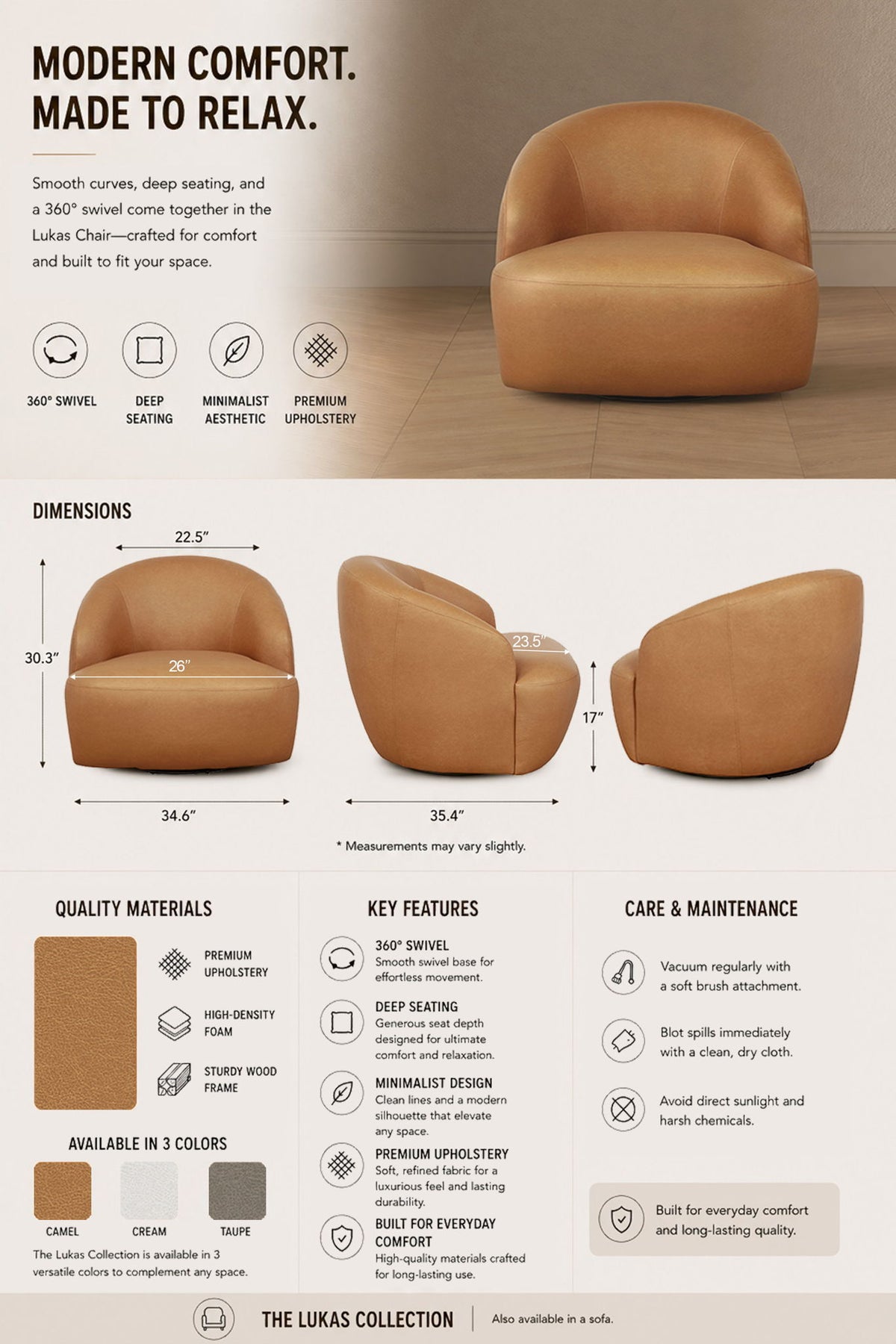 Manhattan Lukas - Upholstered Swivel Accent Chair