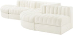 Rummi - Rounded Velvet Performance Fabric Upholstered 5 Piece Modular Sectional