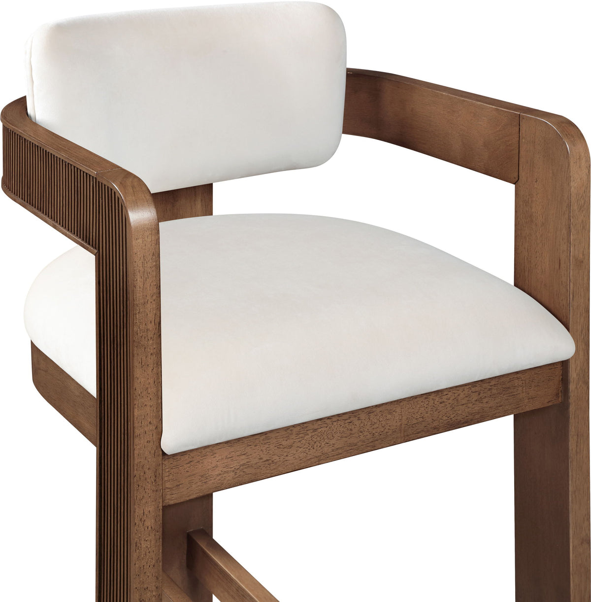 Sacha - Velvet Stool With Brown Base