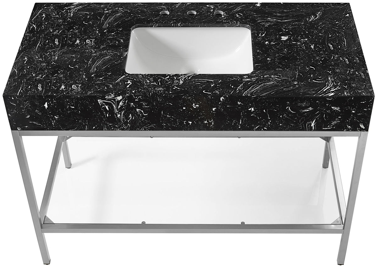 Marmo - Engineered Marble Bathroom Vanity With Chrome Base