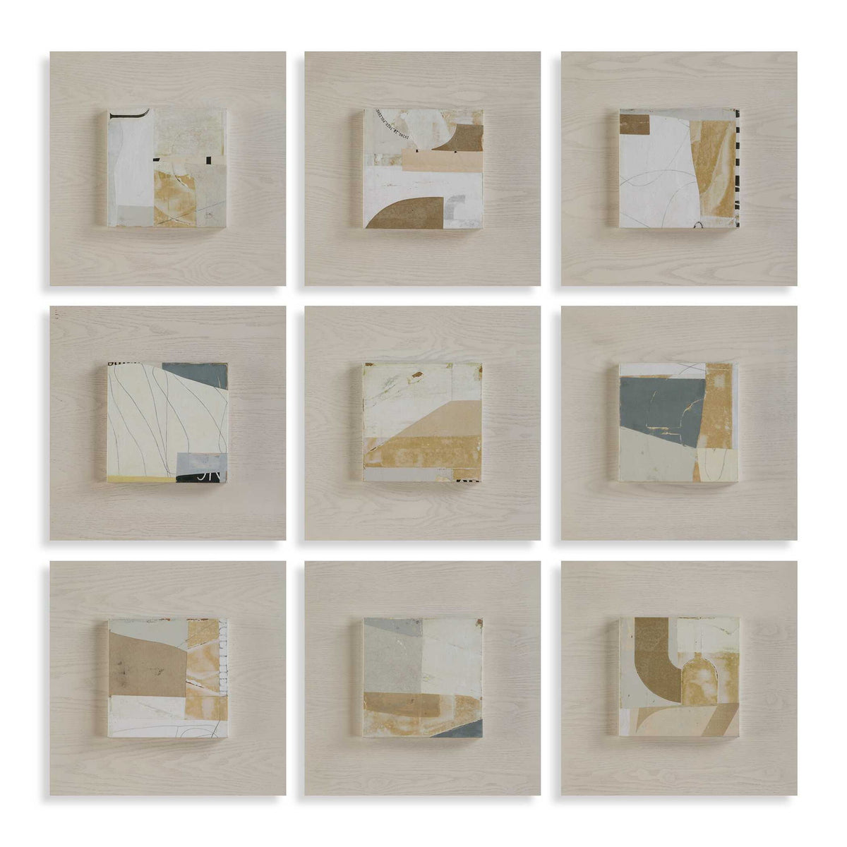 New Wisdom - Framed Canvases (Set of 9) - Beige / Light Brown