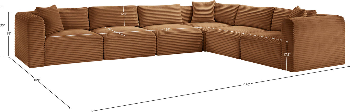 Shaggy - Fabric 6 Piece Modular Corner Sectional