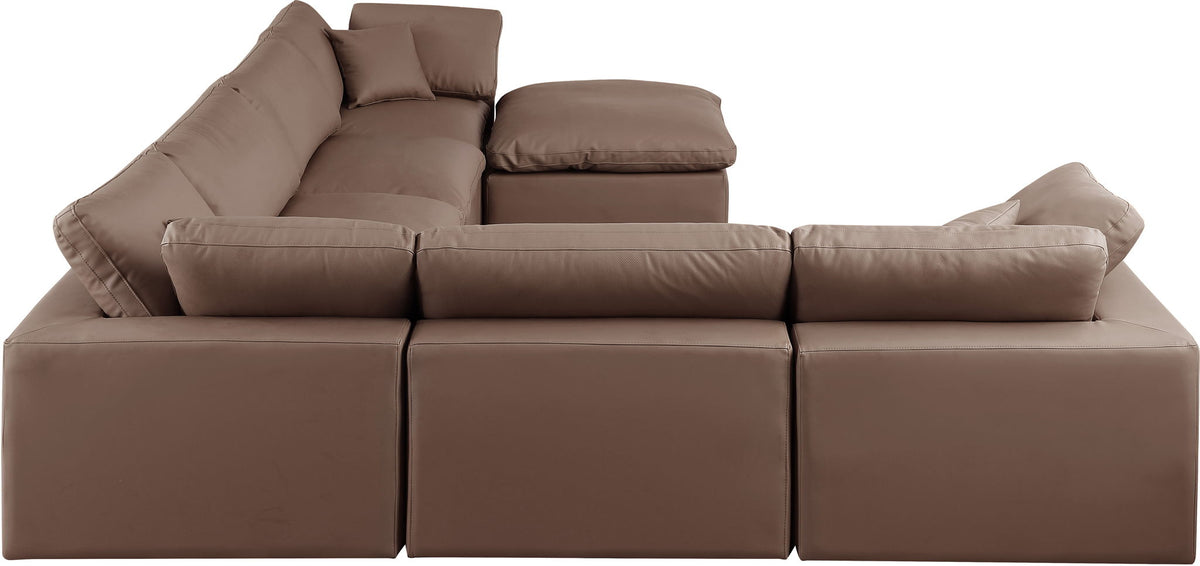 Comfy - 7 Piece Faux Leather Modular Sectional With Chaise