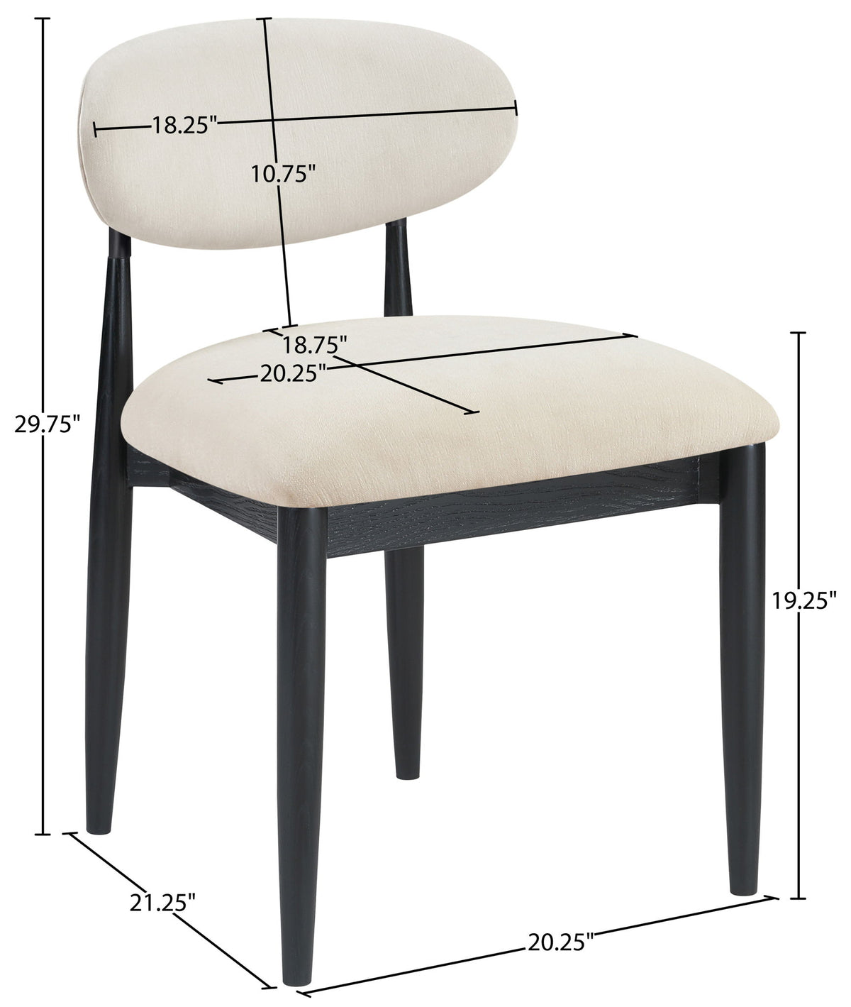 Riccio - Fabric Dining Side Chair (Set of 2) - Black Frame